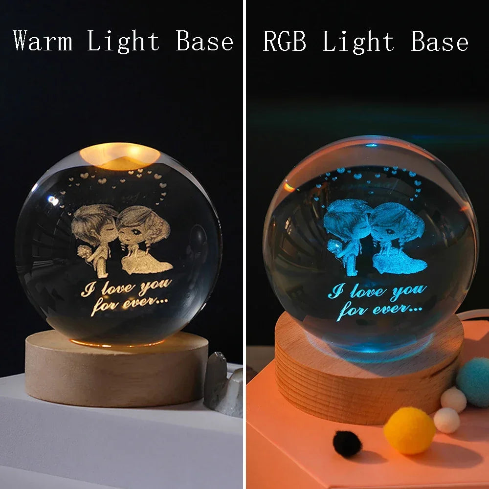 The Lovers - 3D Crystal Ball Night Lamp