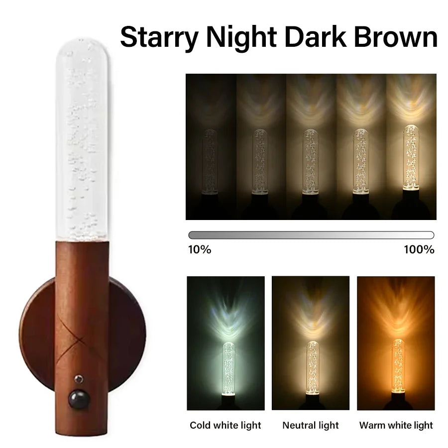 Smart Wooden Light with Motion Sensor - wall & table lamp