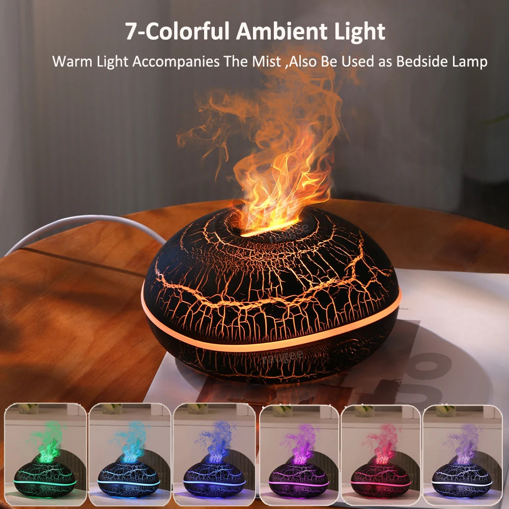 Volcano Flame Aroma Humidifier - Fragrance Diffuser with LED Light