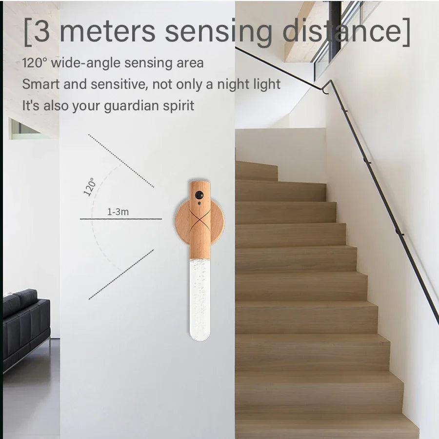 Smart Wooden Light with Motion Sensor - wall & table lamp