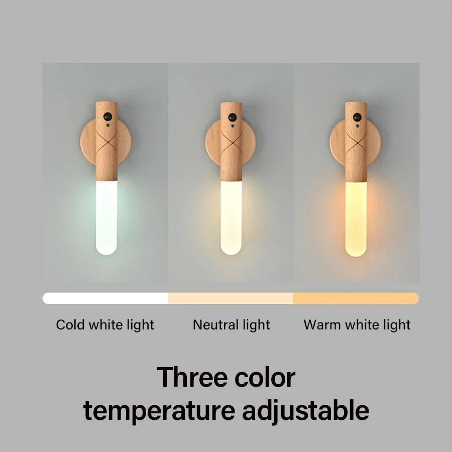 Smart Wooden Light with Motion Sensor - wall & table lamp