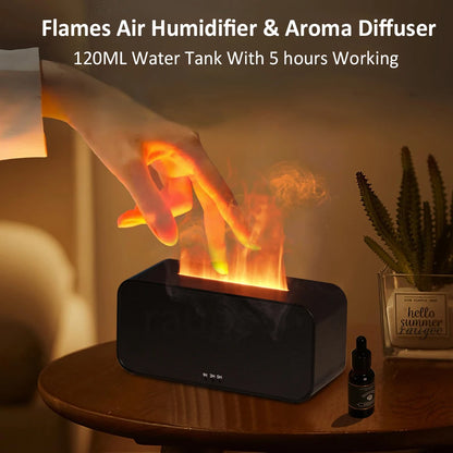 Flame Aroma Diffuser with LED Light - Essential Oils Humidifier