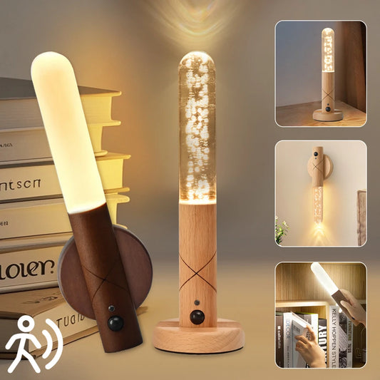 Smart Wooden Light with Motion Sensor - wall & table lamp