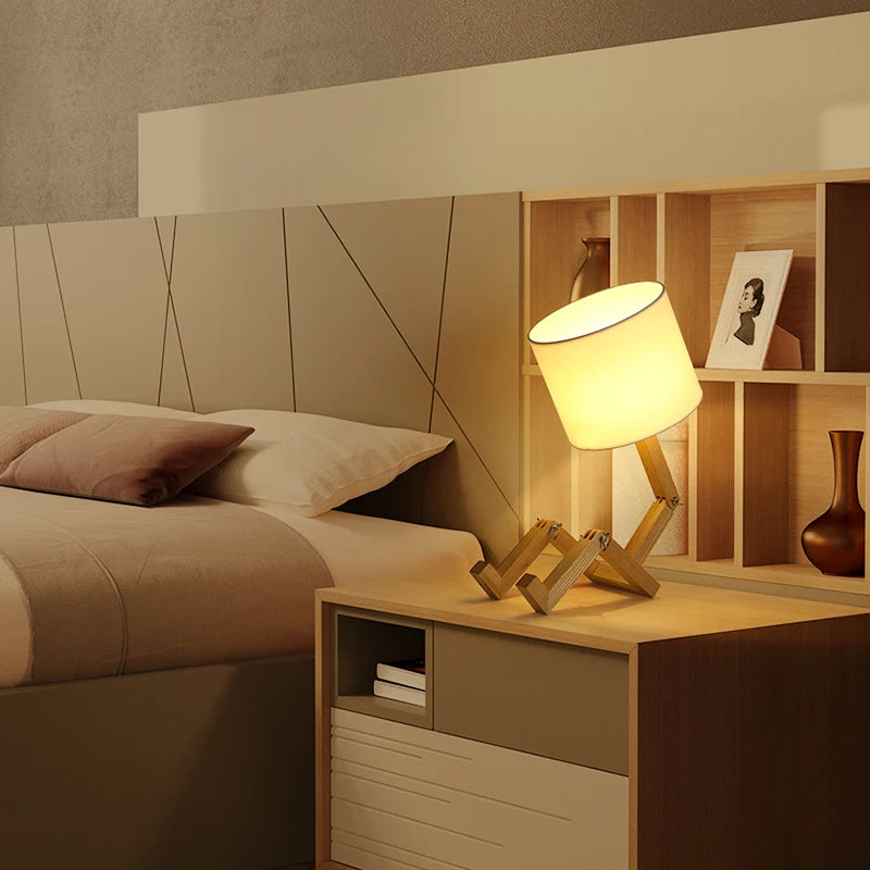 Robot Shape Wooden Lamp