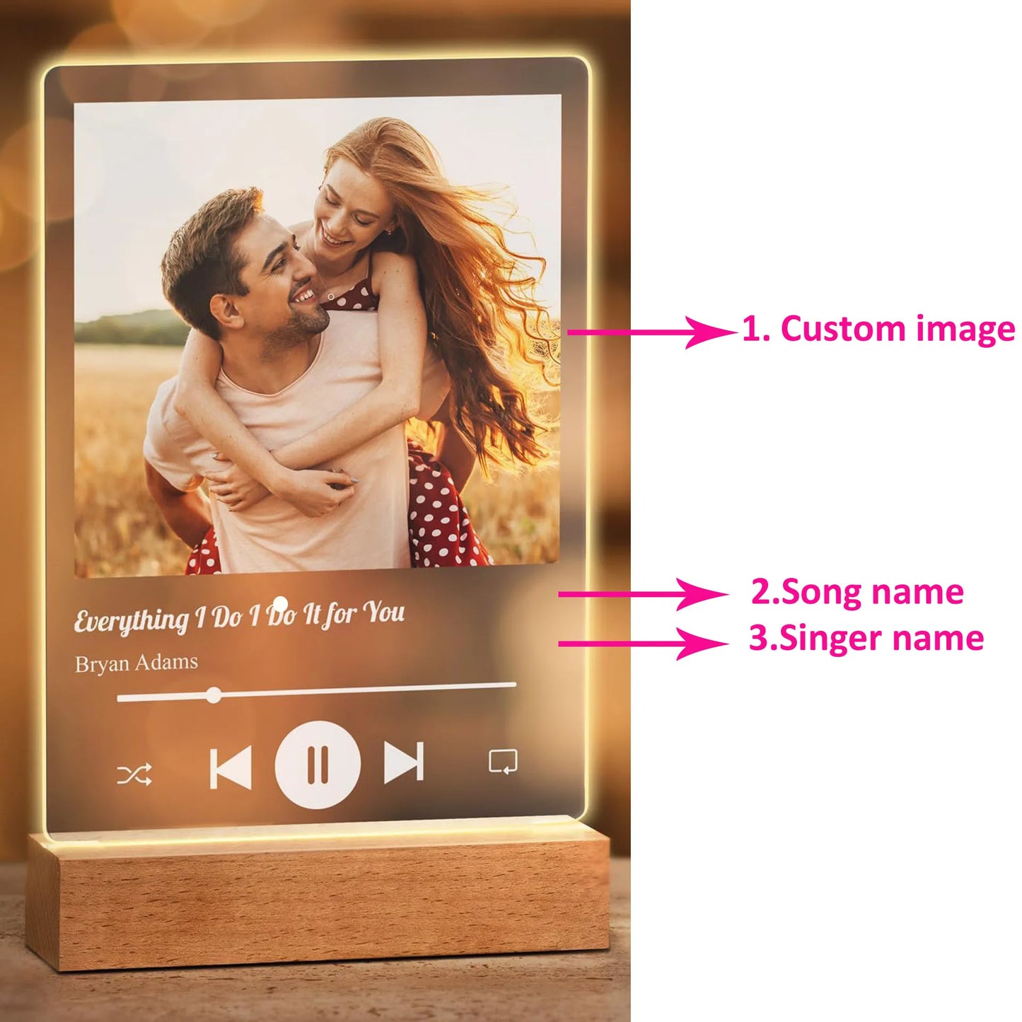 Personalised Spotify Photo Plaque with LED lamp