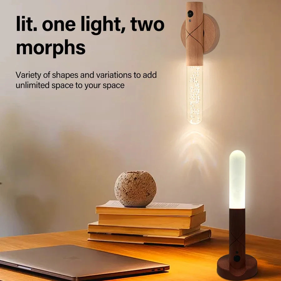 Smart Wooden Light with Motion Sensor - wall & table lamp