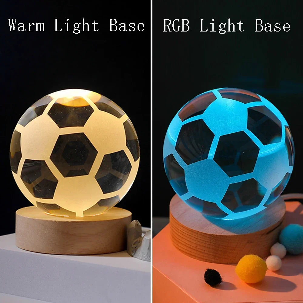 Football 3D Crystal Ball Night Lamp