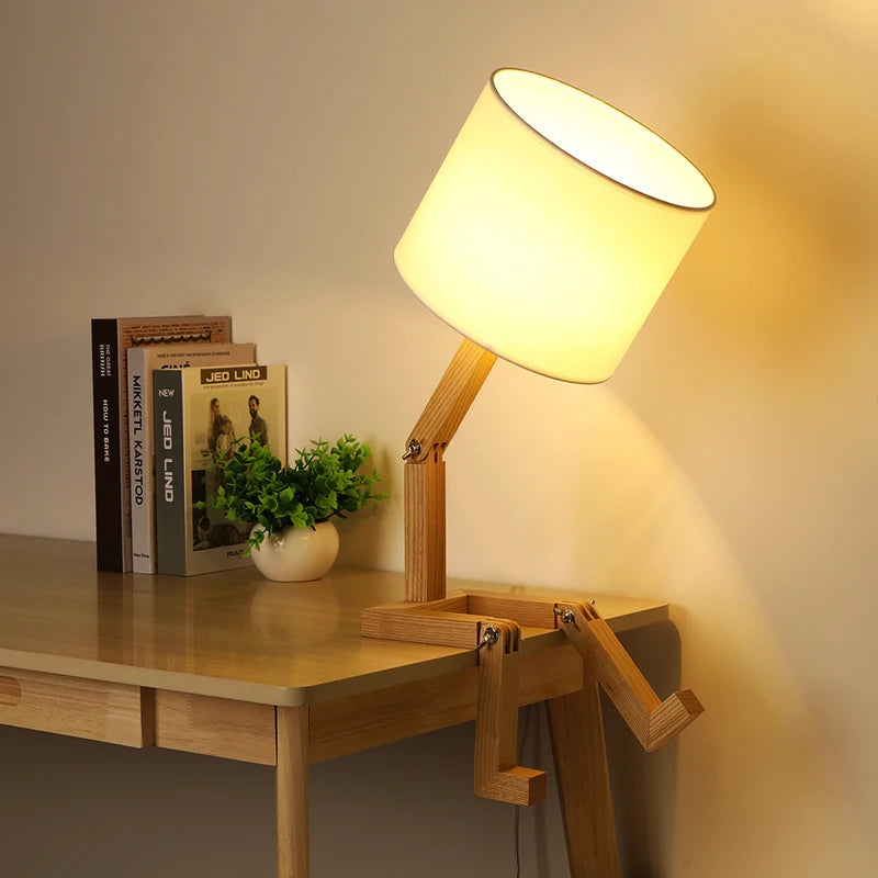 Robot Shape Wooden Lamp