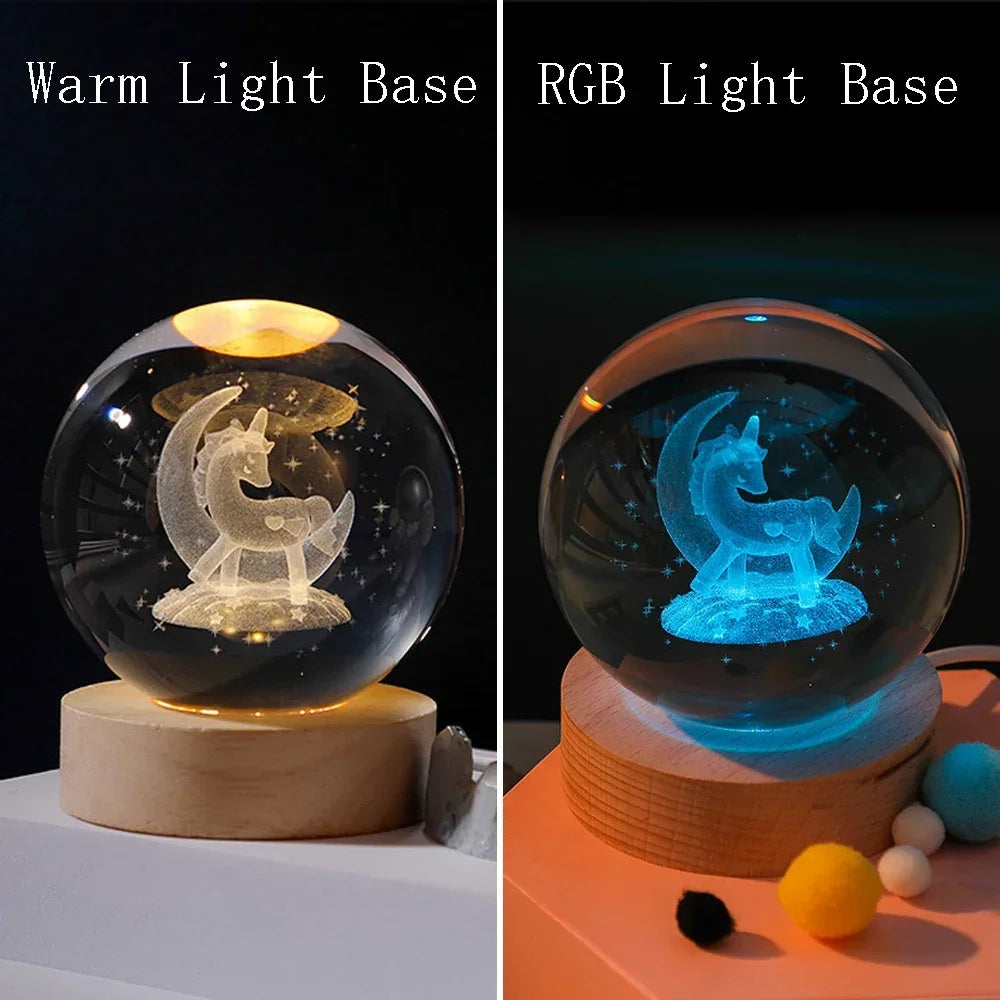 The Unicorn - 3D Crystal Ball Night Lamp