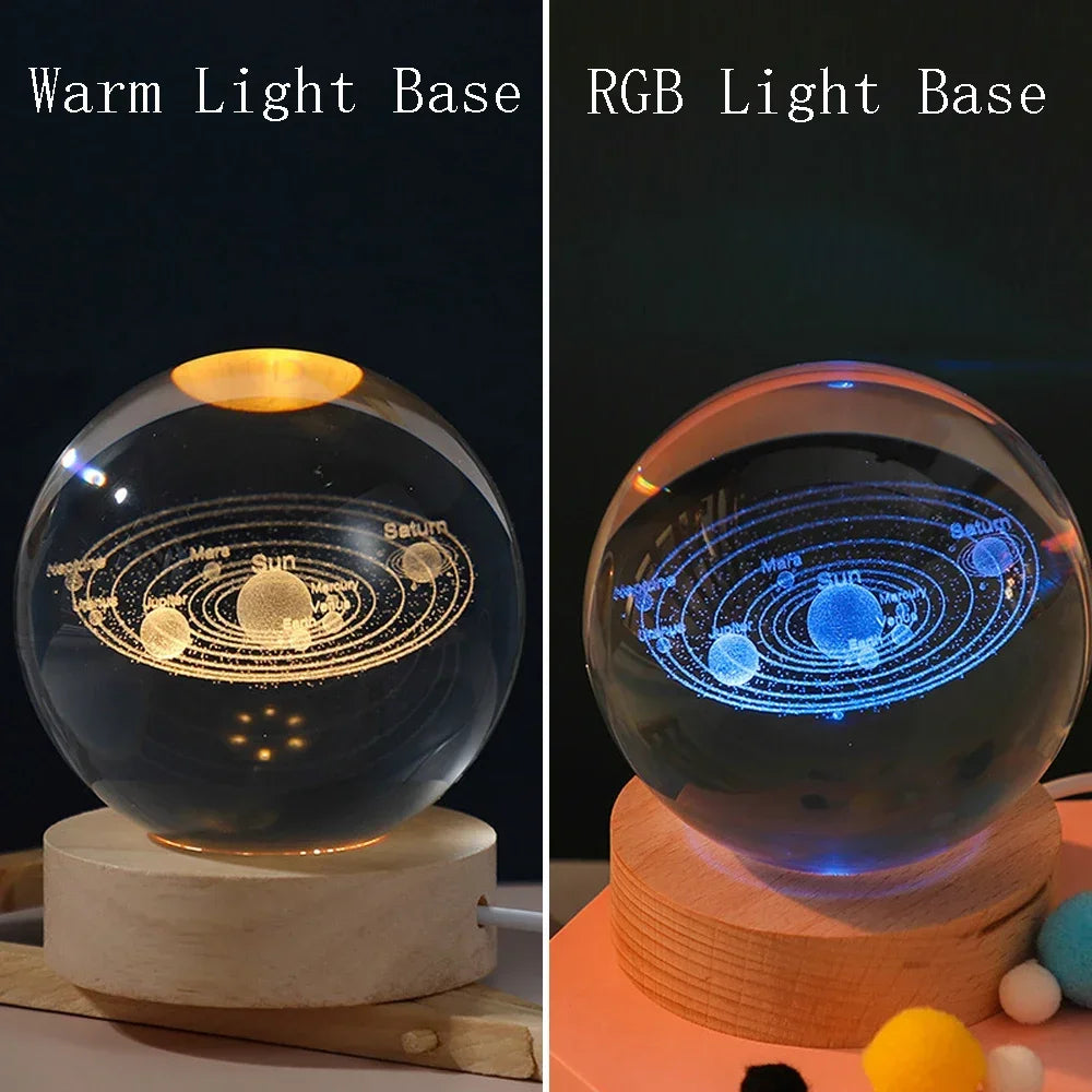 Solar system 3D Crystal Ball Night Lamp