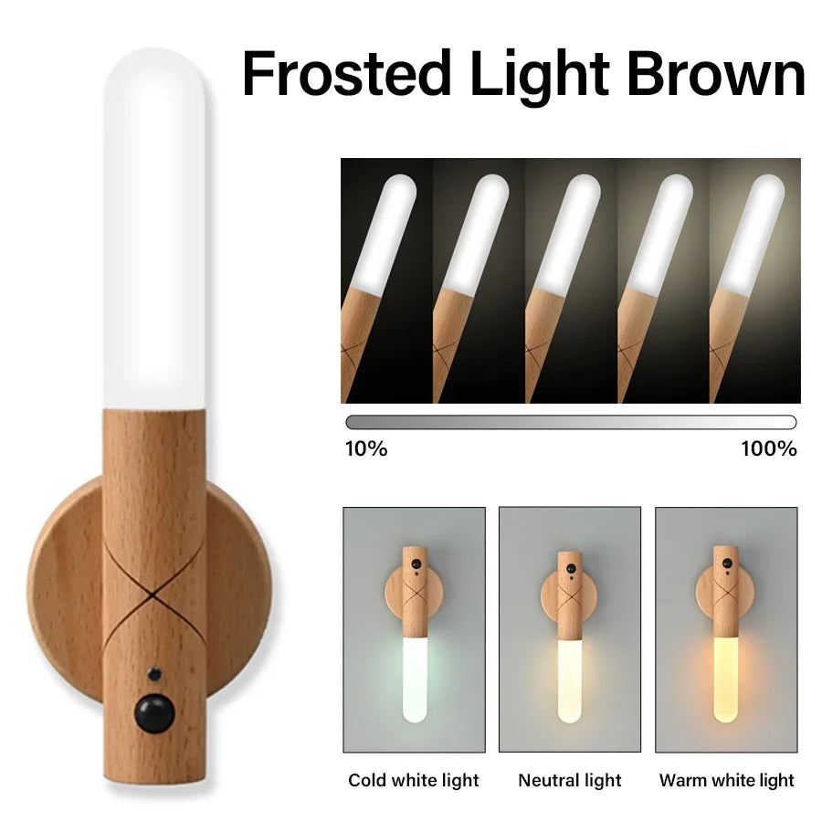 Smart Wooden Light with Motion Sensor - wall & table lamp