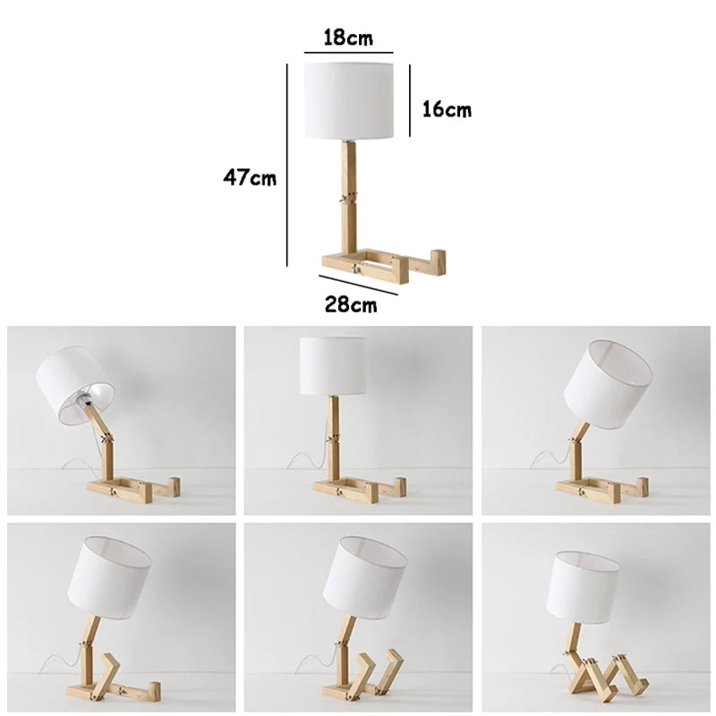 Robot Shape Wooden Lamp